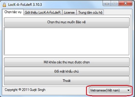 Sau khi thiết lập mật khẩu, giao diện chính của phần mềm hiện ra.