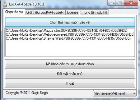 Sau khi thiết lập mật khẩu, giao diện chính của phần mềm hiện ra.
