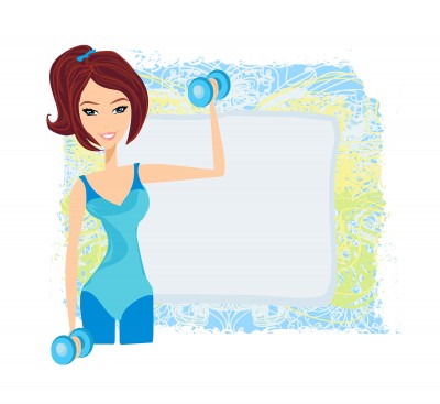 Girl Lifting Weights Cartoon